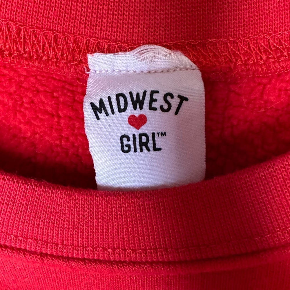 The Midwest Girl Juniors Long Sleeve Cropped Sweatshirt Size Medium Red - Picture 3 of 5